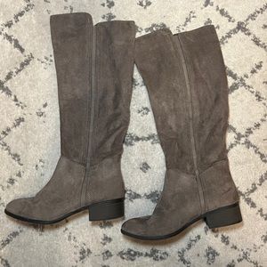 Gray Knee High Boots with Calf Stretch